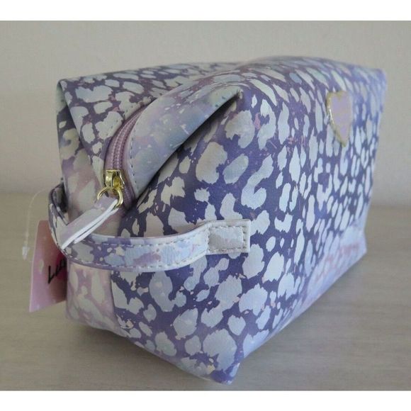 Betsey Johnson CLB-1023 Purple Multi Leopard Print Loaf Cosmetic Bag - Picture 3 of 12